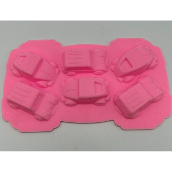 6 CAVITY Cars & Trucks Silicone Baking Cup Cake/Ice/Chocolate/Candy Mold - 4x7" - Picture 3 of 5